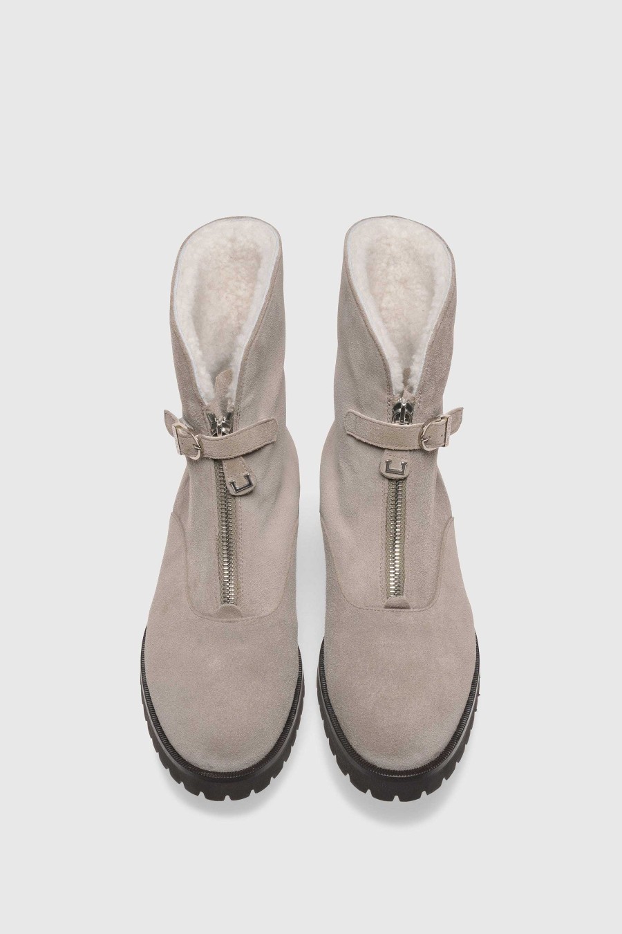 Unützer Stiefelette 1978 Velours Beige Shearling Latte | Booties