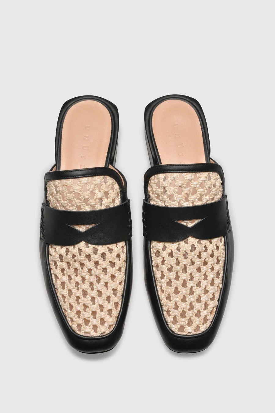 Unützer Mule 9322 Black/Milk Calf Crochet | Mules & Loafer Mit Absatz