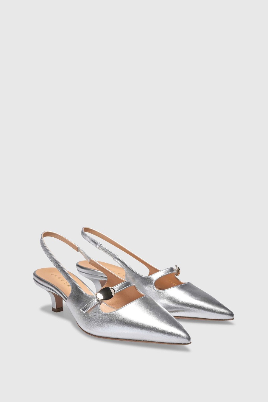 Unützer Slingback Pump 9425 Laminato Silver | Slingbacks