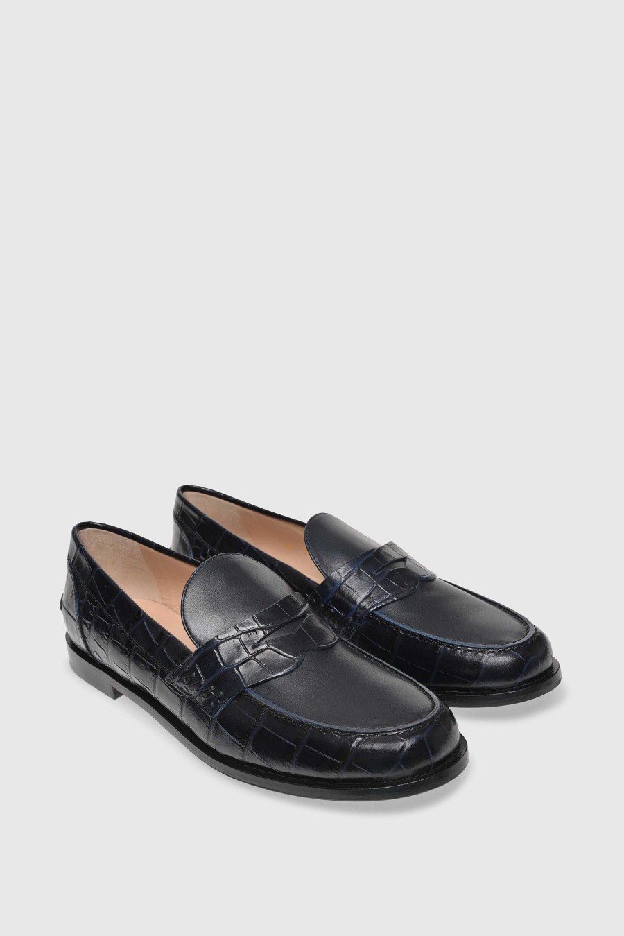 Unützer Loafer 9250 Navy Coccostampato Navy Vitello | Loafer