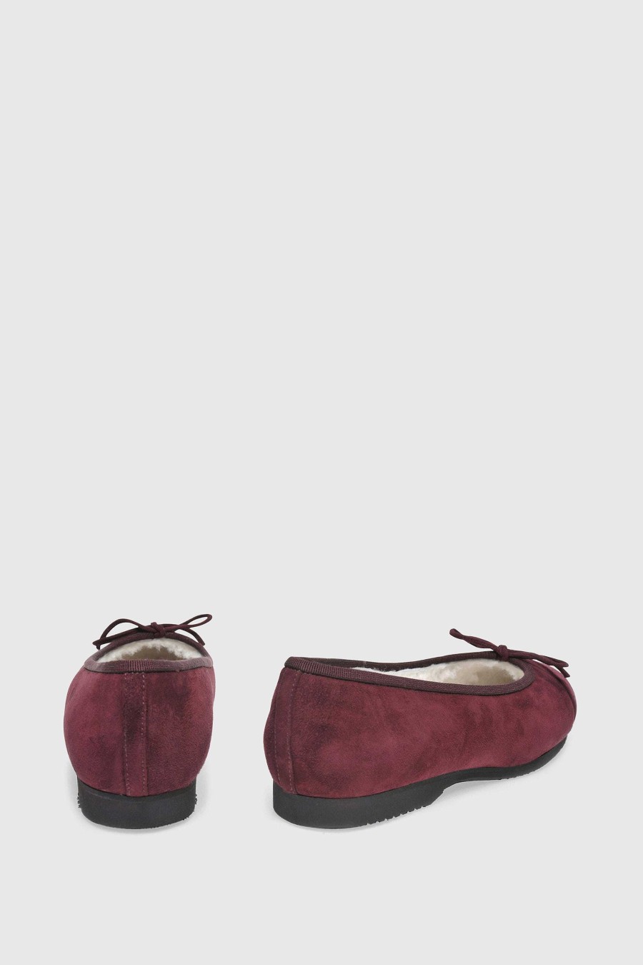 Unützer Ballerina 6114 Bordeaux Suede Shearling Milk | Ballerinas