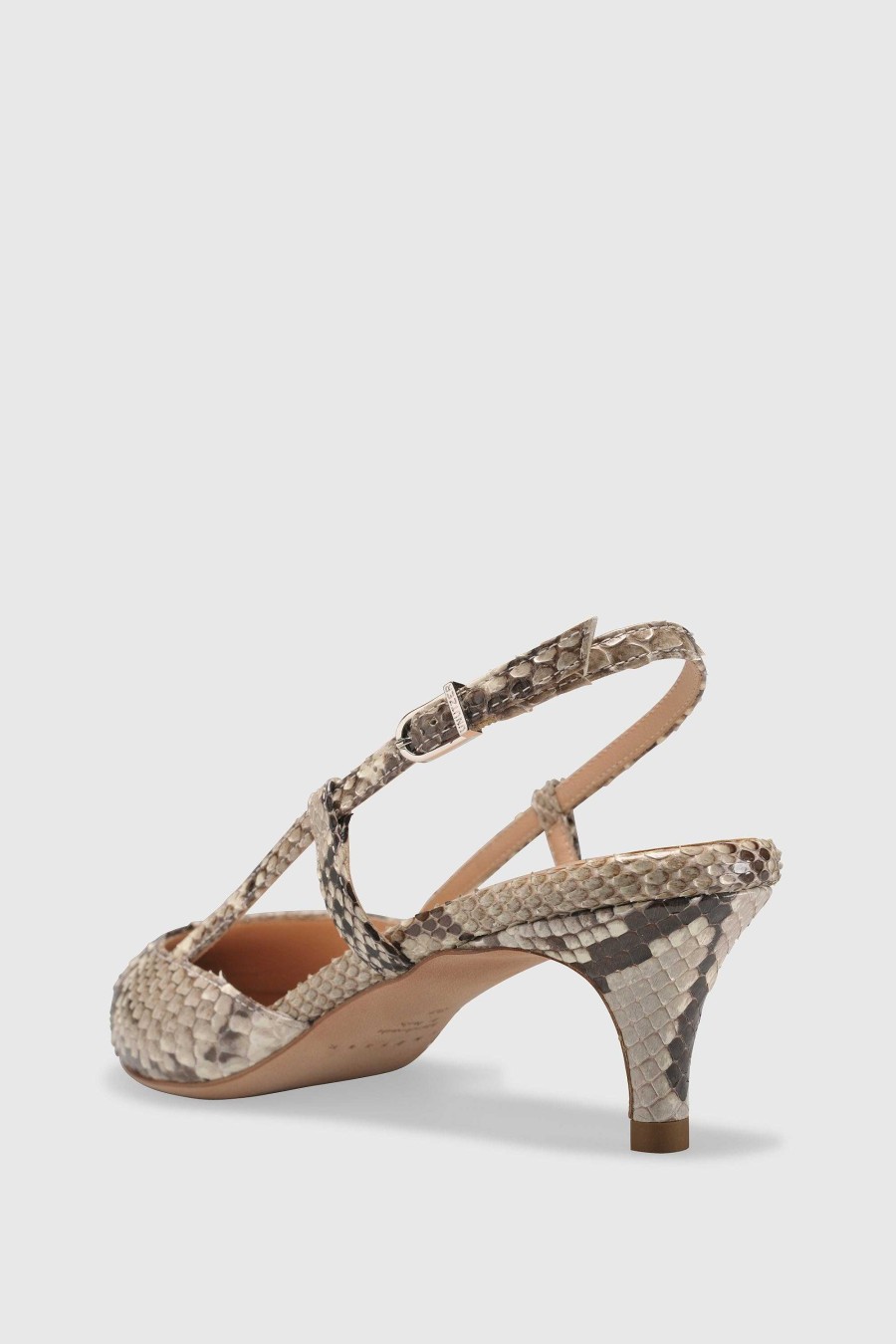 Unützer Slingback 9317 Pitone Roccia Lucido | Slingbacks Mit Absatz