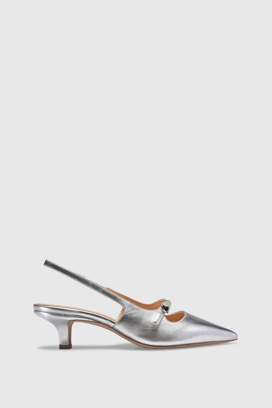 Unützer Slingback Pump 9425 Laminato Silver | Slingbacks