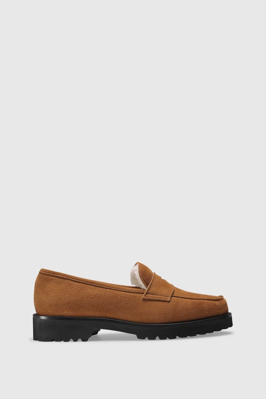 Unützer Loafer 1471 Camoscio Cognac Shearling Latte | Loafer