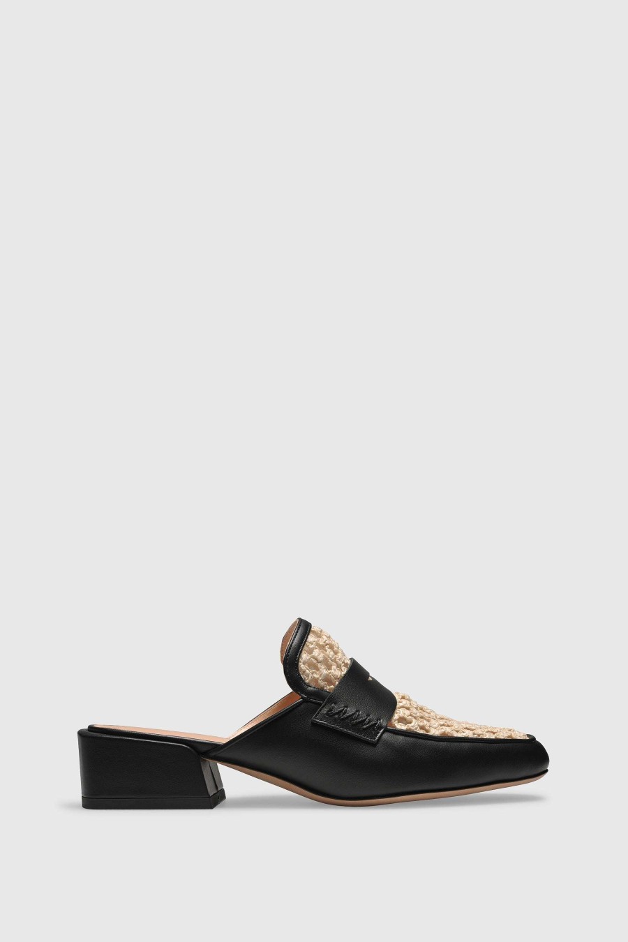 Unützer Mule 9322 Black/Milk Calf Crochet | Mules