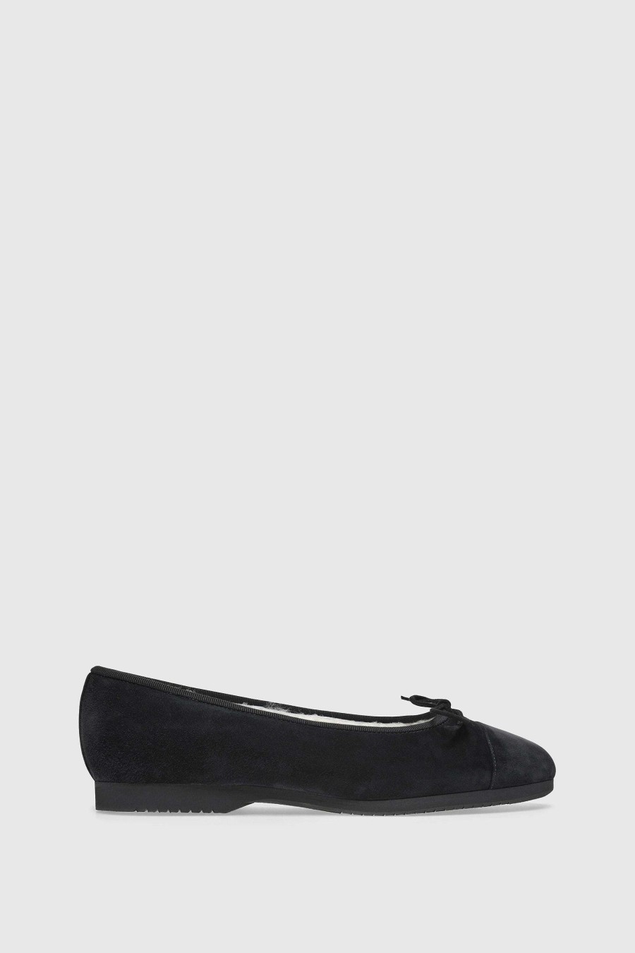 Unützer Ballerina 6114 Black Suede Shearling Milk | Ballerinas