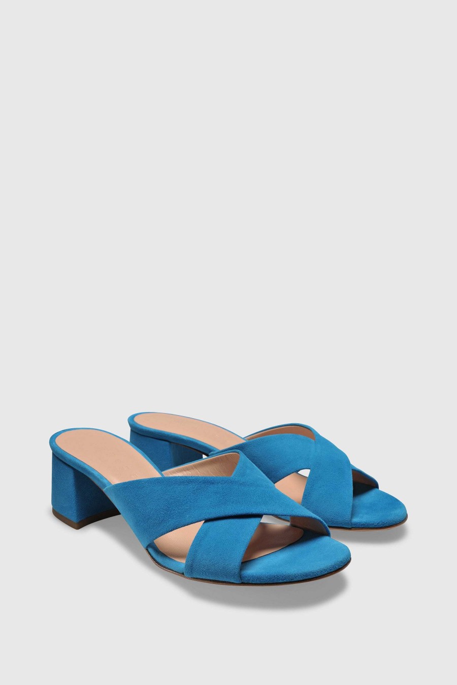 Unützer Sandal 8656 Light Blue Suede | Sandalen Mit Absatz