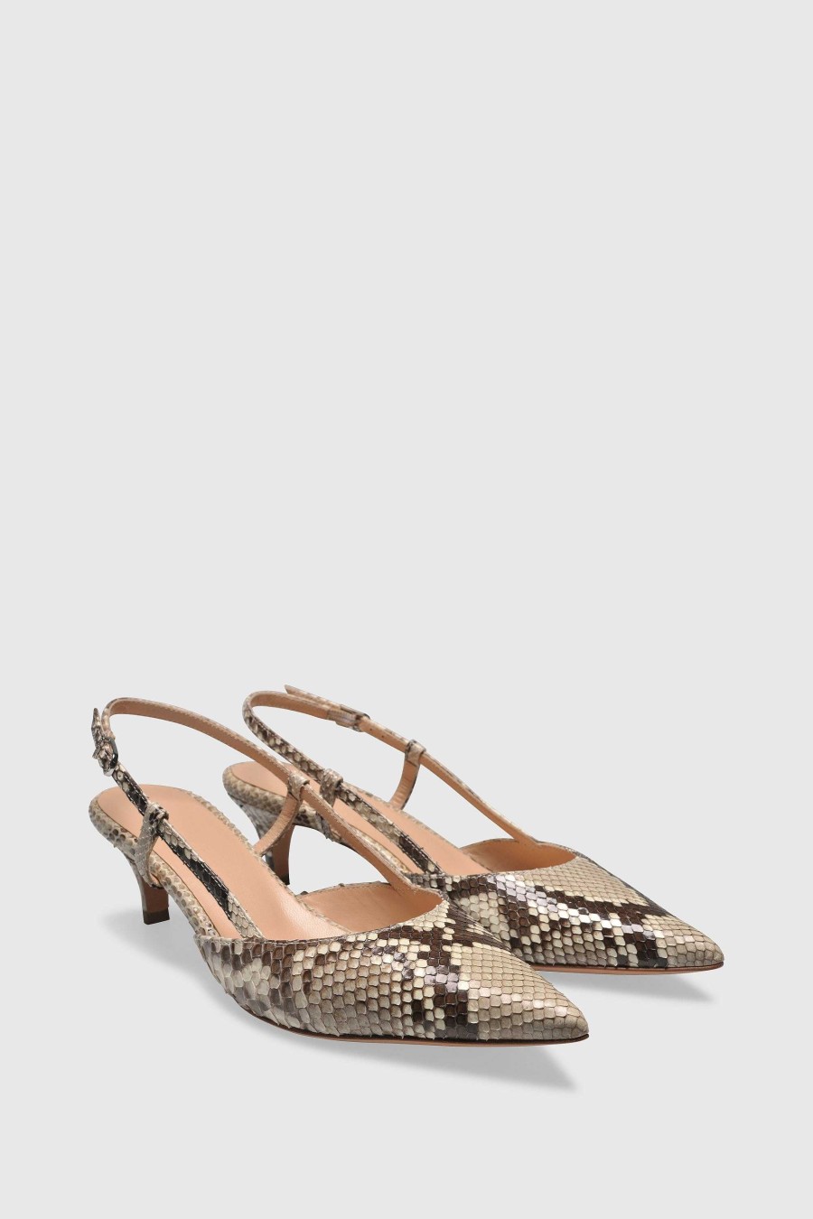 Unützer Slingback 9317 Pitone Roccia Lucido | Slingbacks Mit Absatz