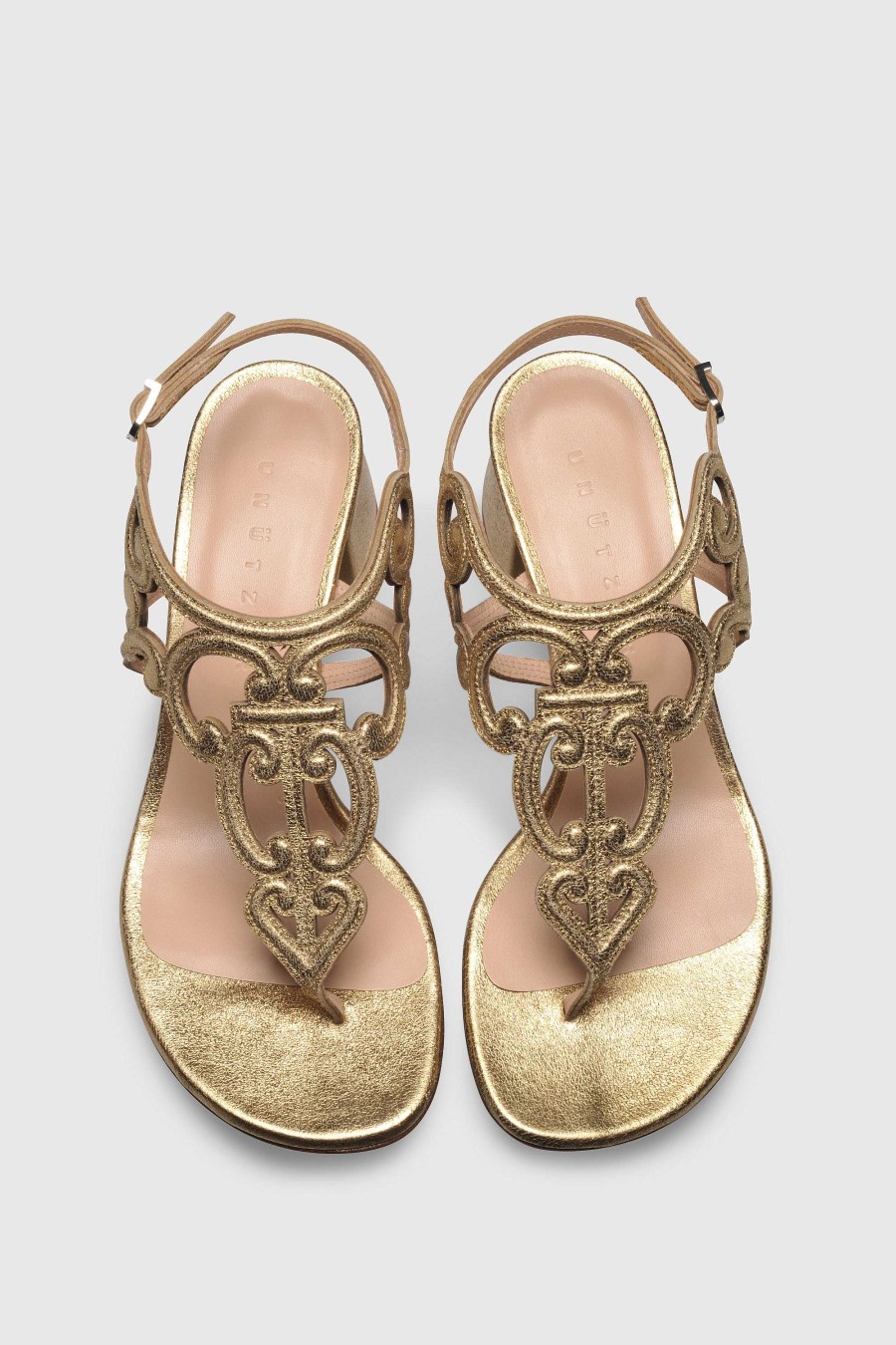 Unützer Sandal 8818 Golden Laminate | Sandalen Mit Absatz